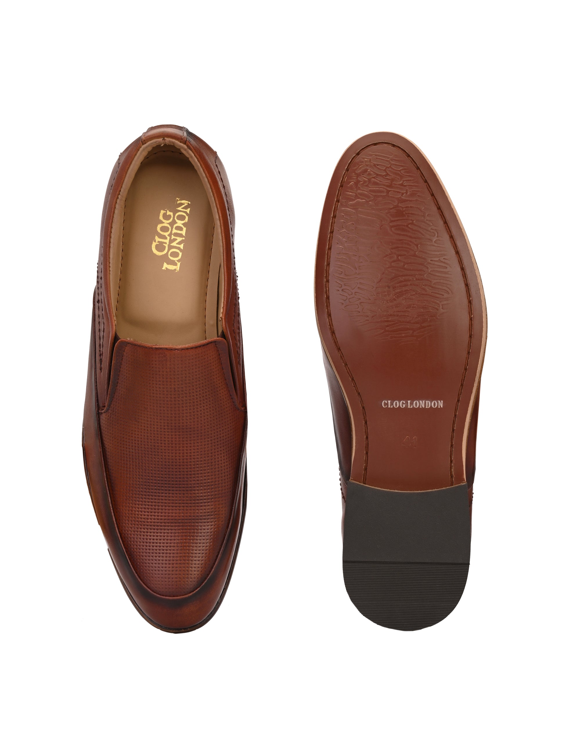 Men's Perforated Leather Formal Slip on Shoes