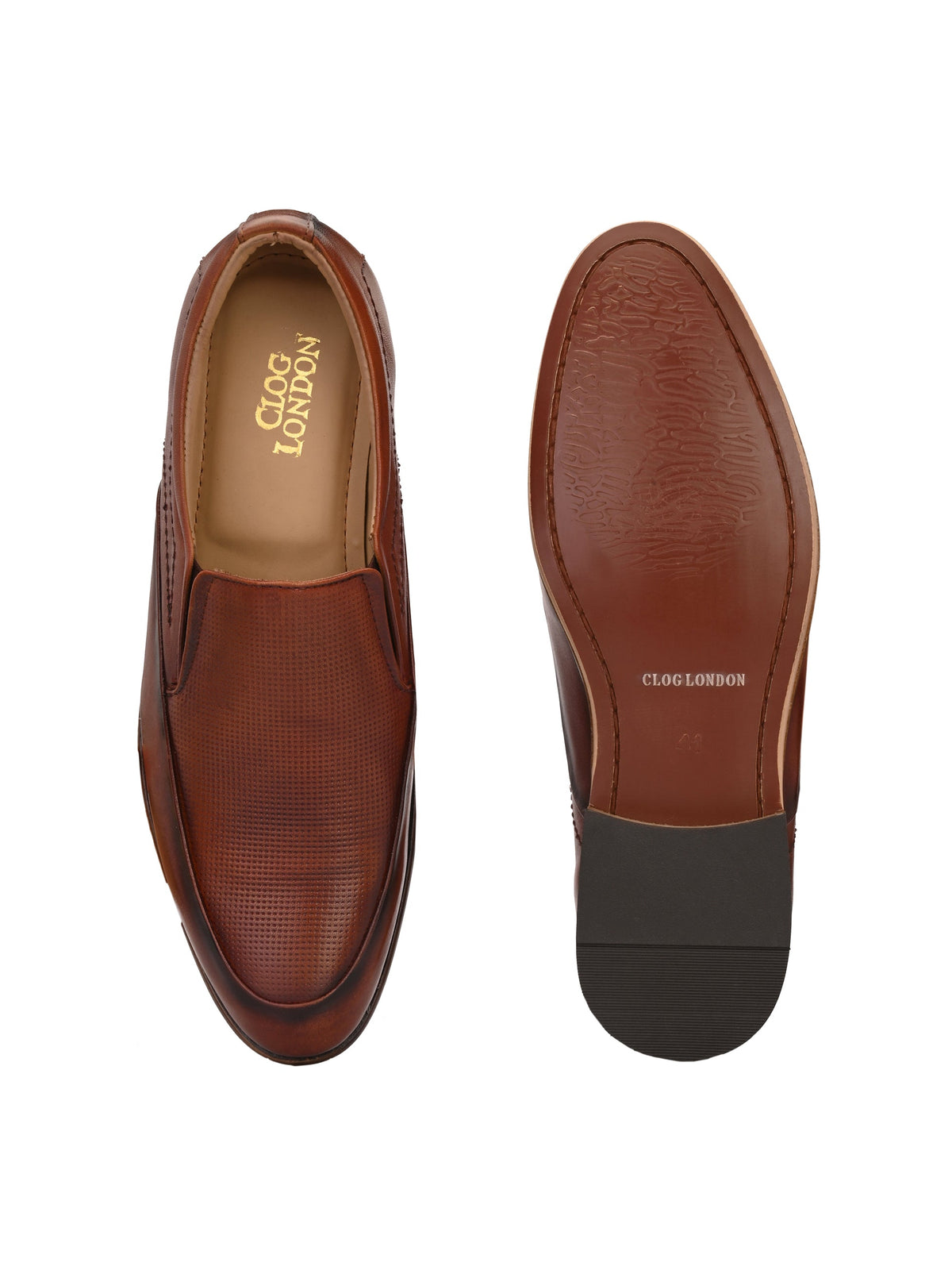 Men's Textured Leather Formal Loafer Slip on Shoes