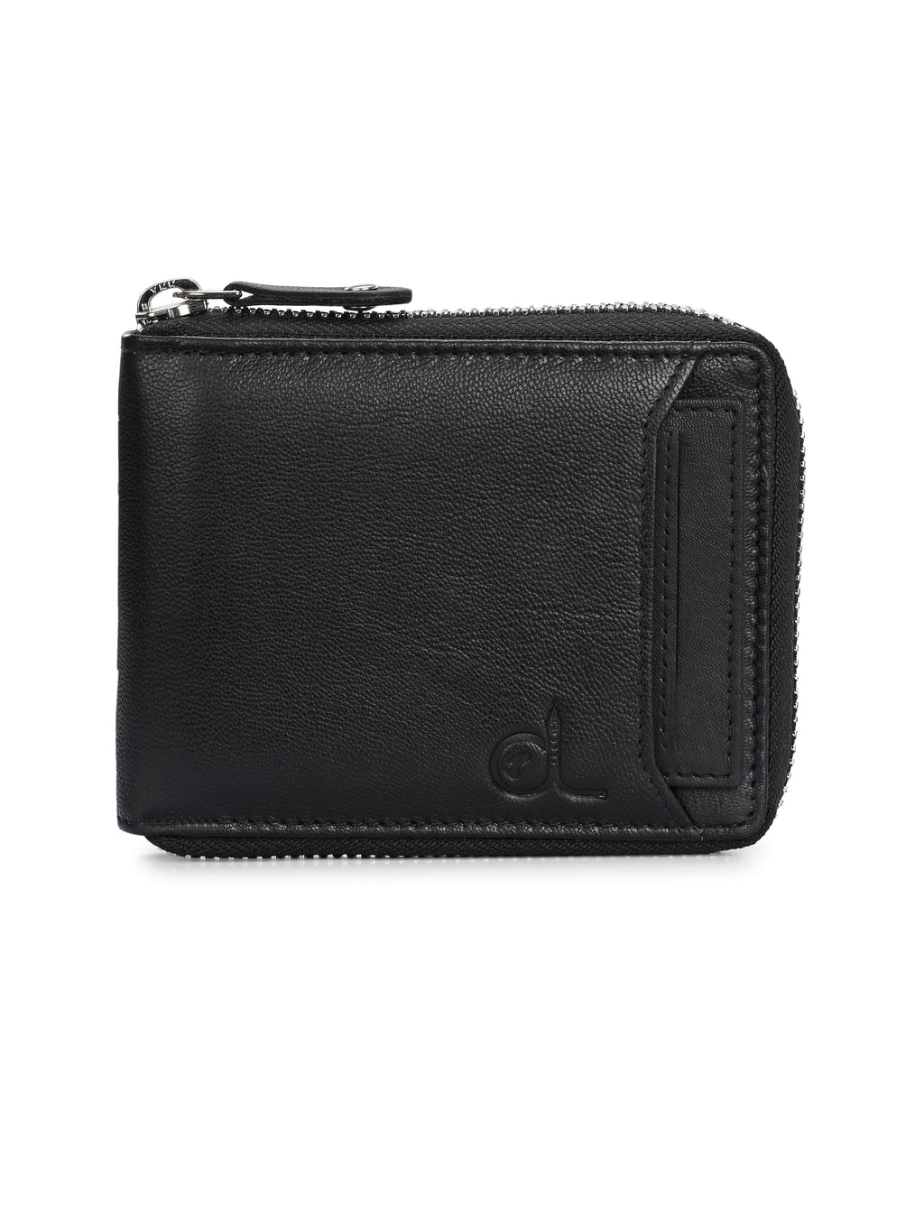 Men's Black Solid Zip Closure Wallets