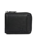 Men's Black Solid Zip Closure Wallets