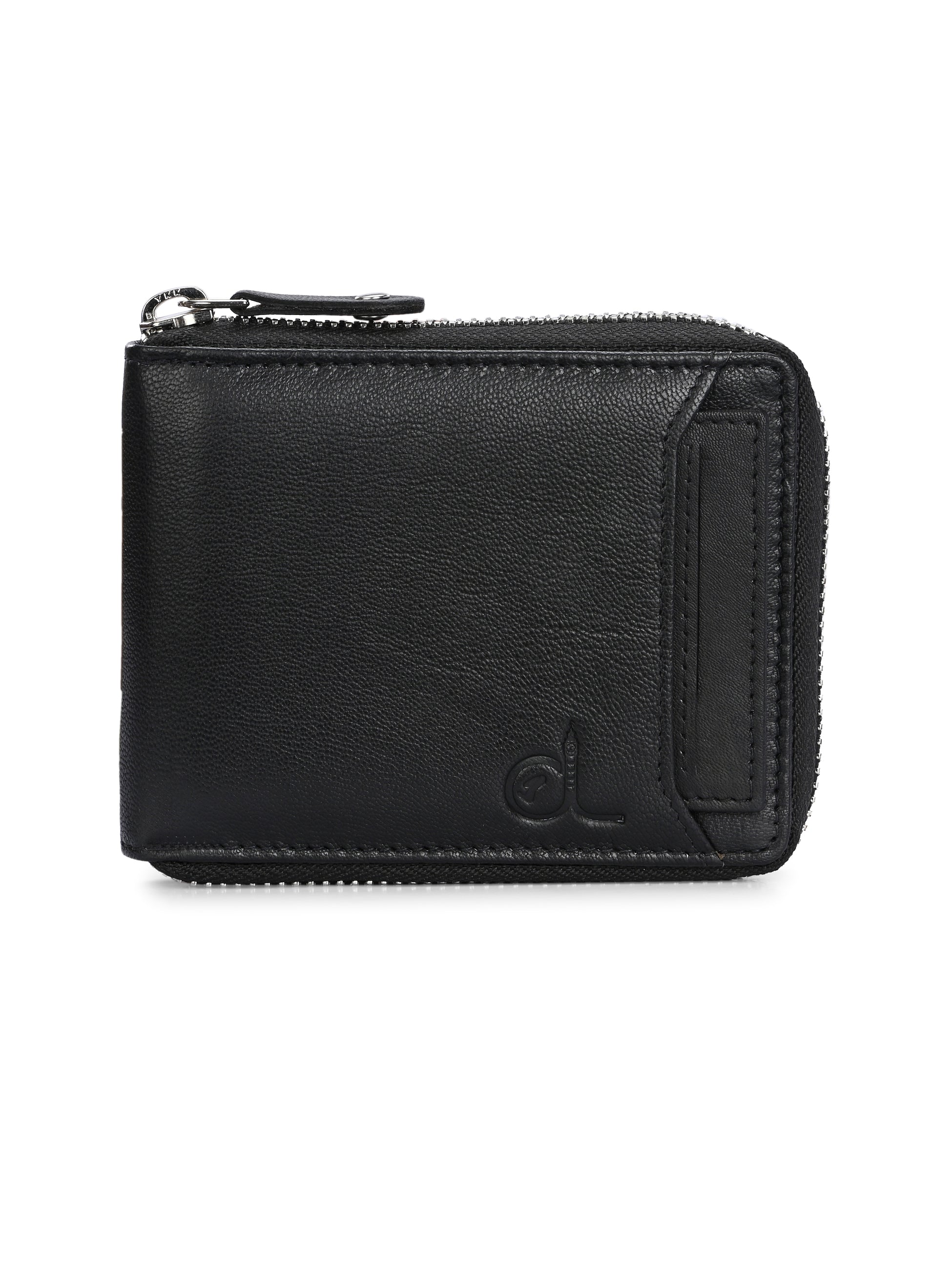 Men's Black Solid Zip Closure Wallets