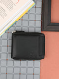 Men's Black Solid Zip Closure Wallets
