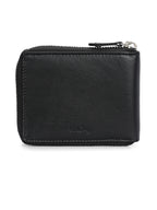 Men's Black Solid Zip Closure Wallets