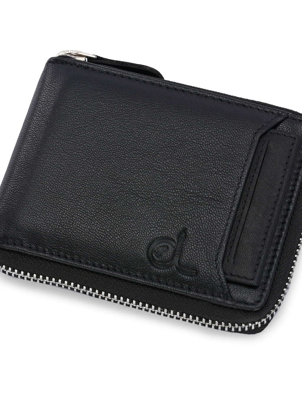 Men's Black Solid Zip Closure Wallets