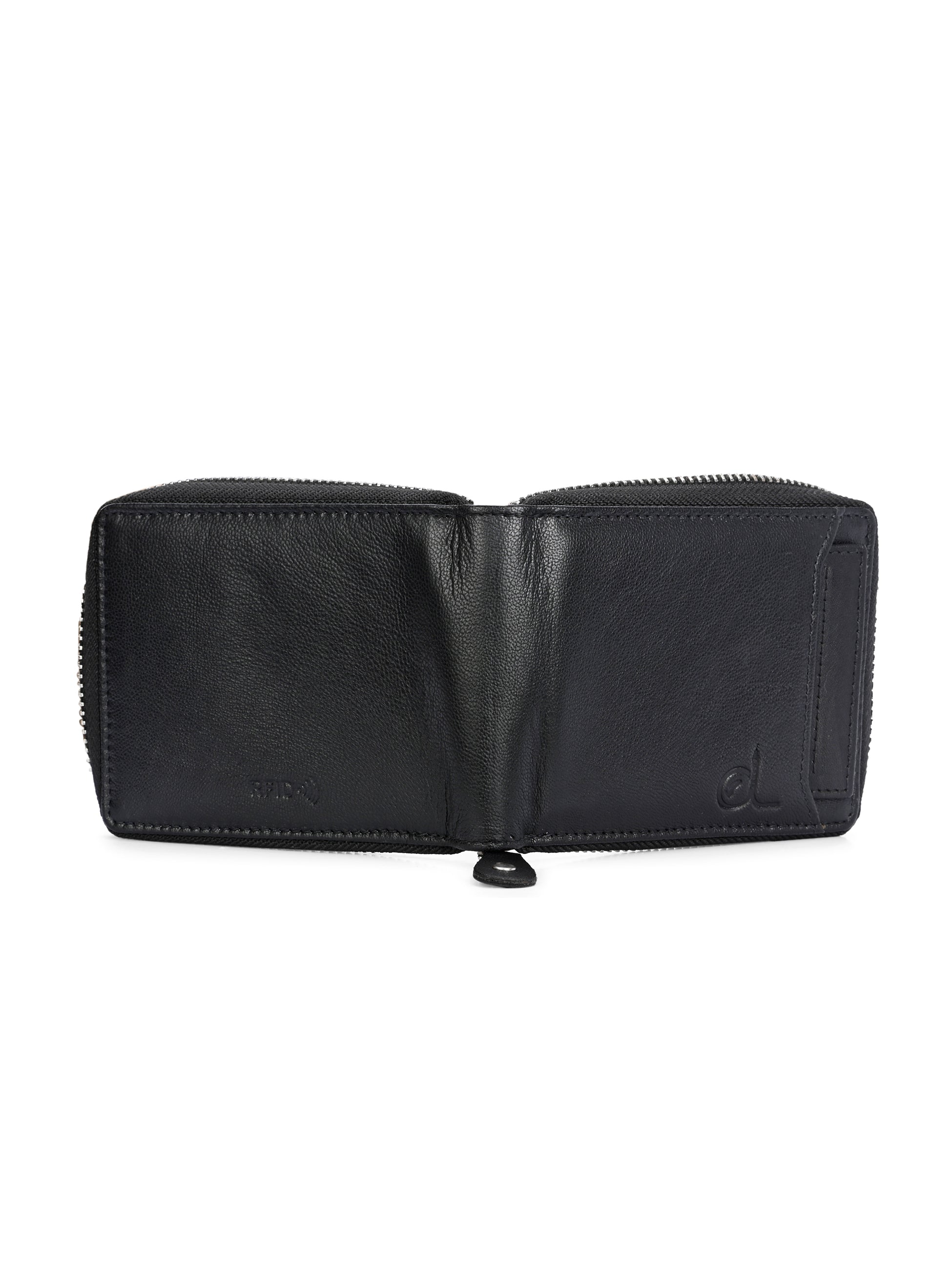 Men's Black Solid Zip Closure Wallets