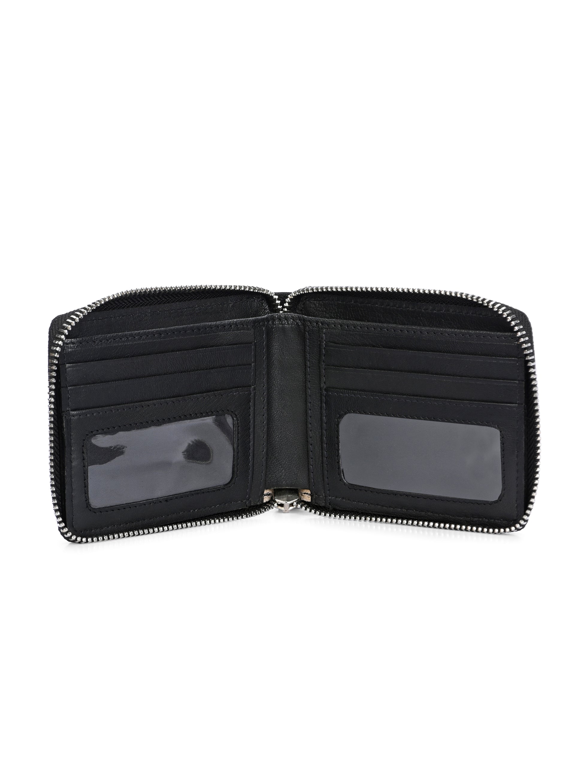 Men's Black Solid Zip Closure Wallets