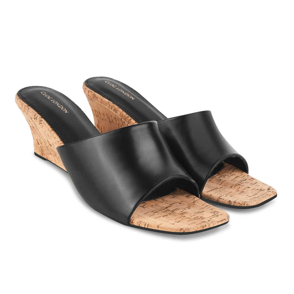 Women Black Wedges Sandals