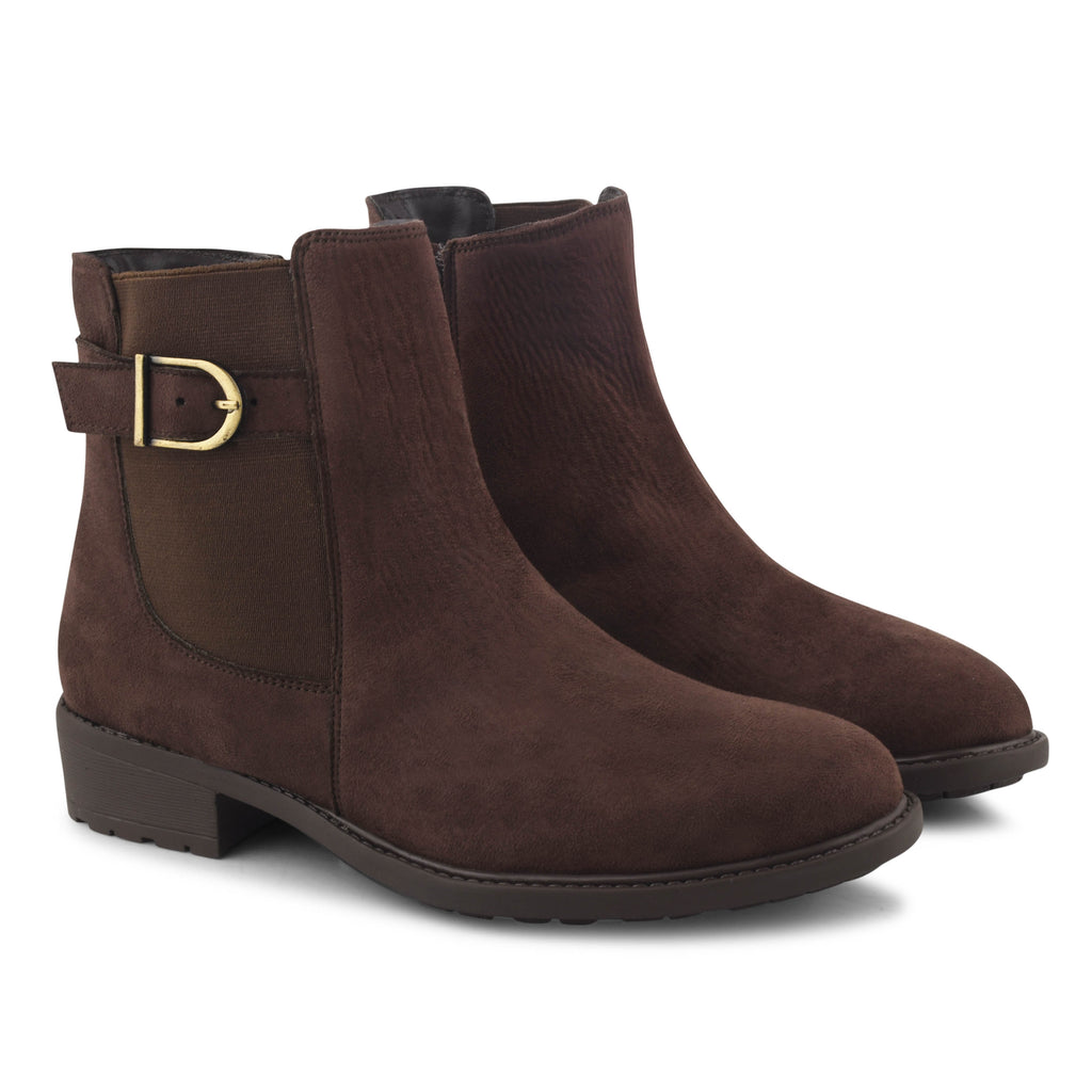 Women Brown Casual Block Heeled Boots