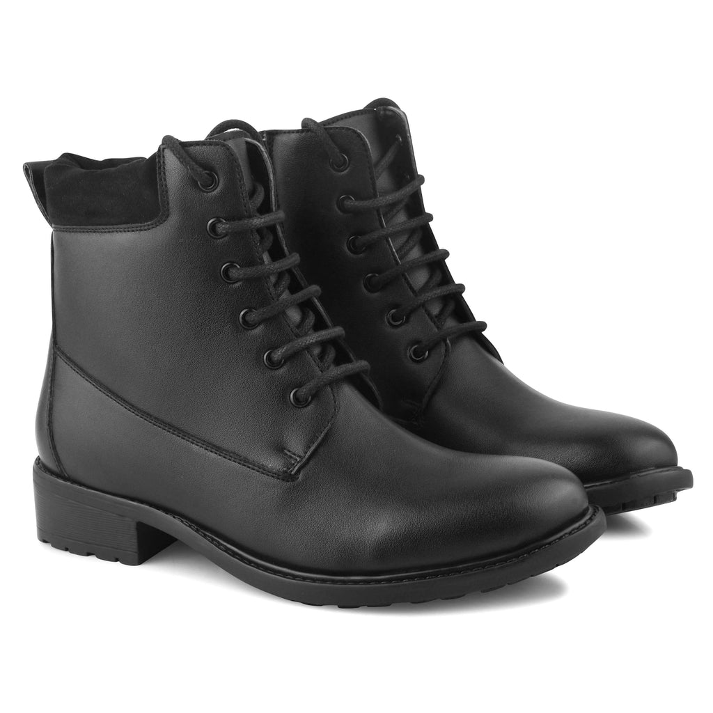 Women Black Block-Heeled Winter Boots
