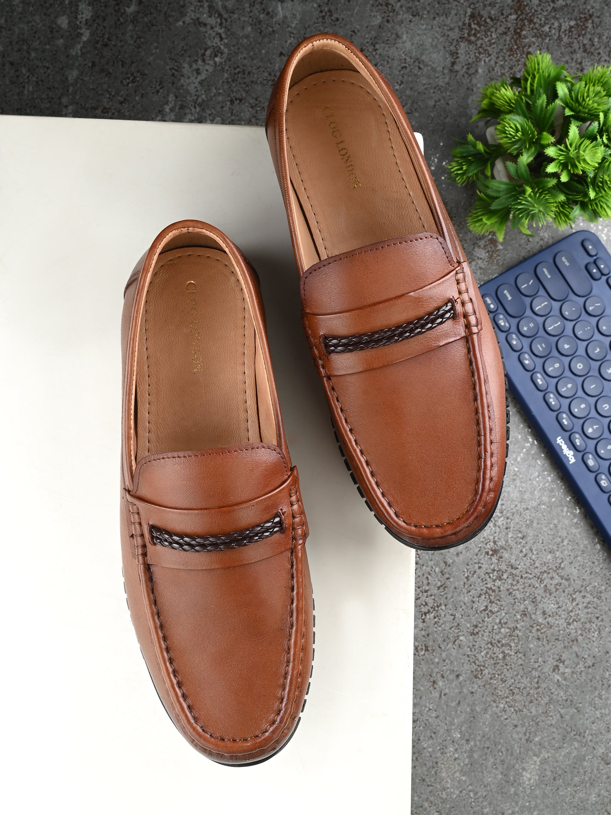 Men Leather Square Toe Loafers