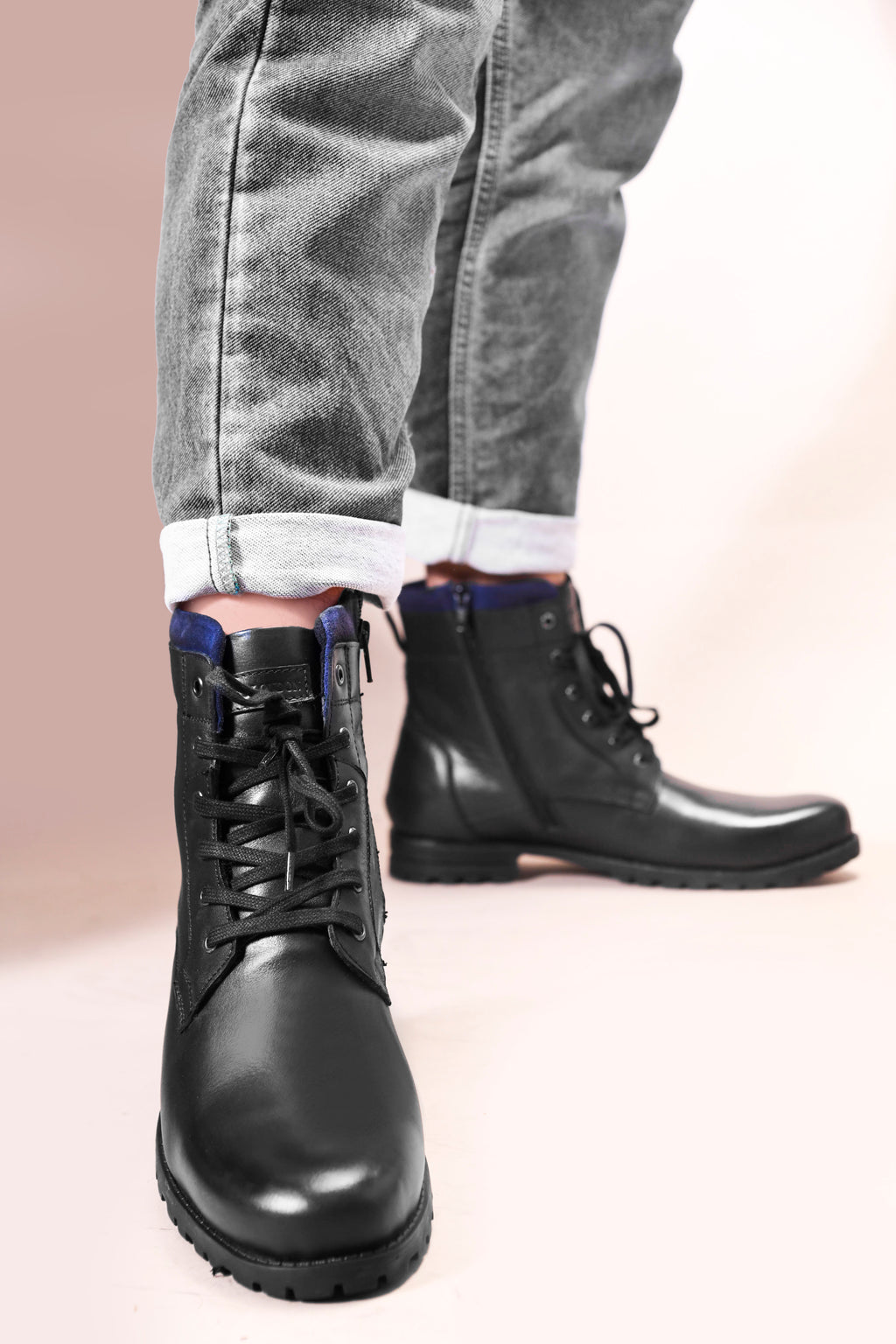 Leather High Ankle Boots for Men's