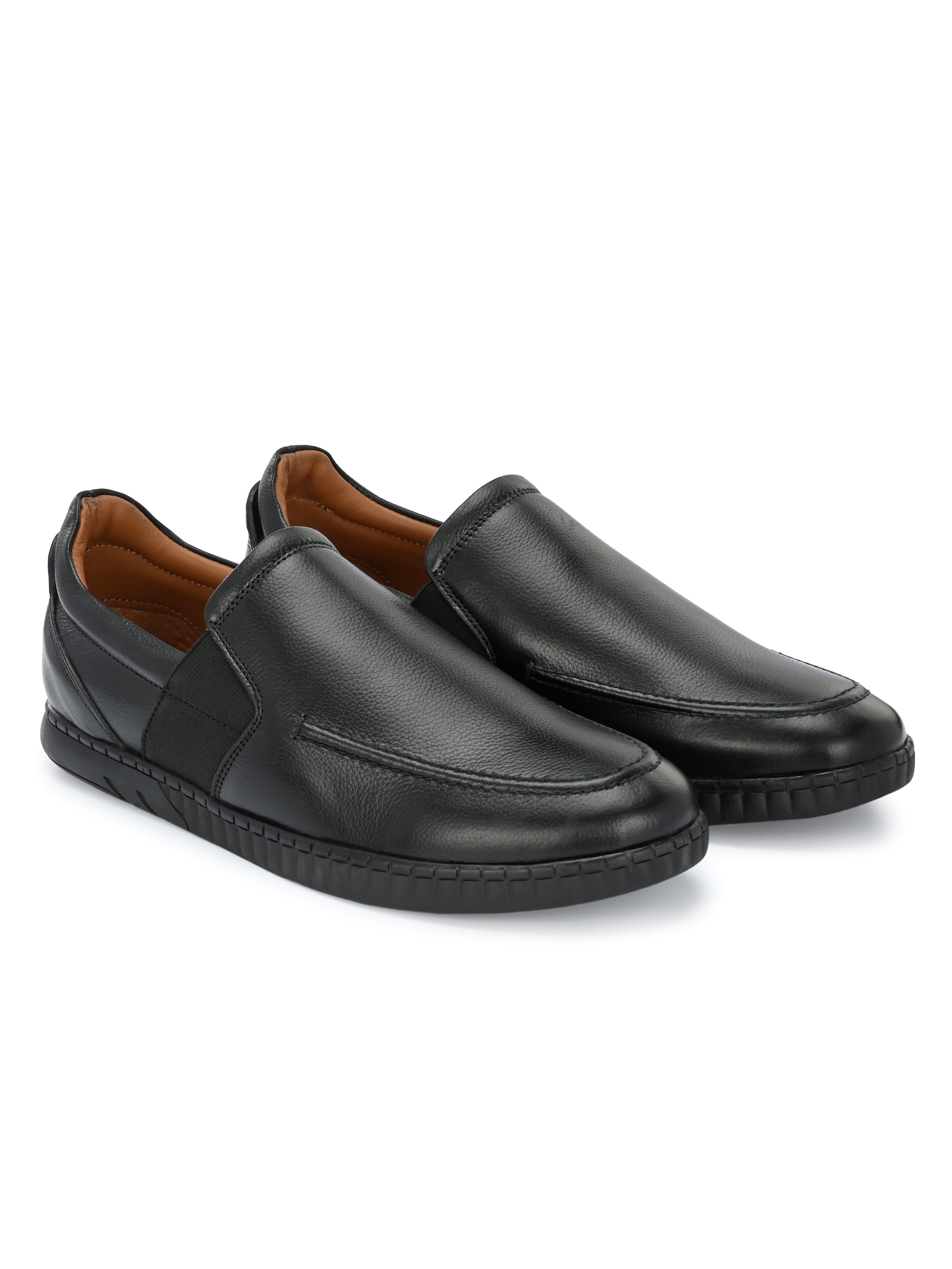 Men's Textured Leather Formal Slip-On Loafers Shoes