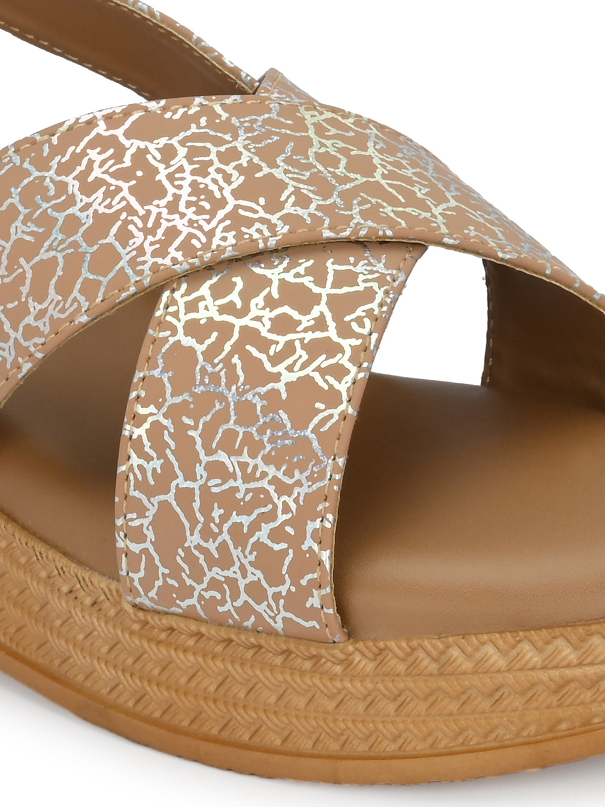 Women Beige Open Toe Wedge Heeled Sandals