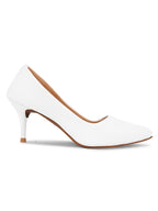 Women White Pumps Peep Toe Heeled Sandals