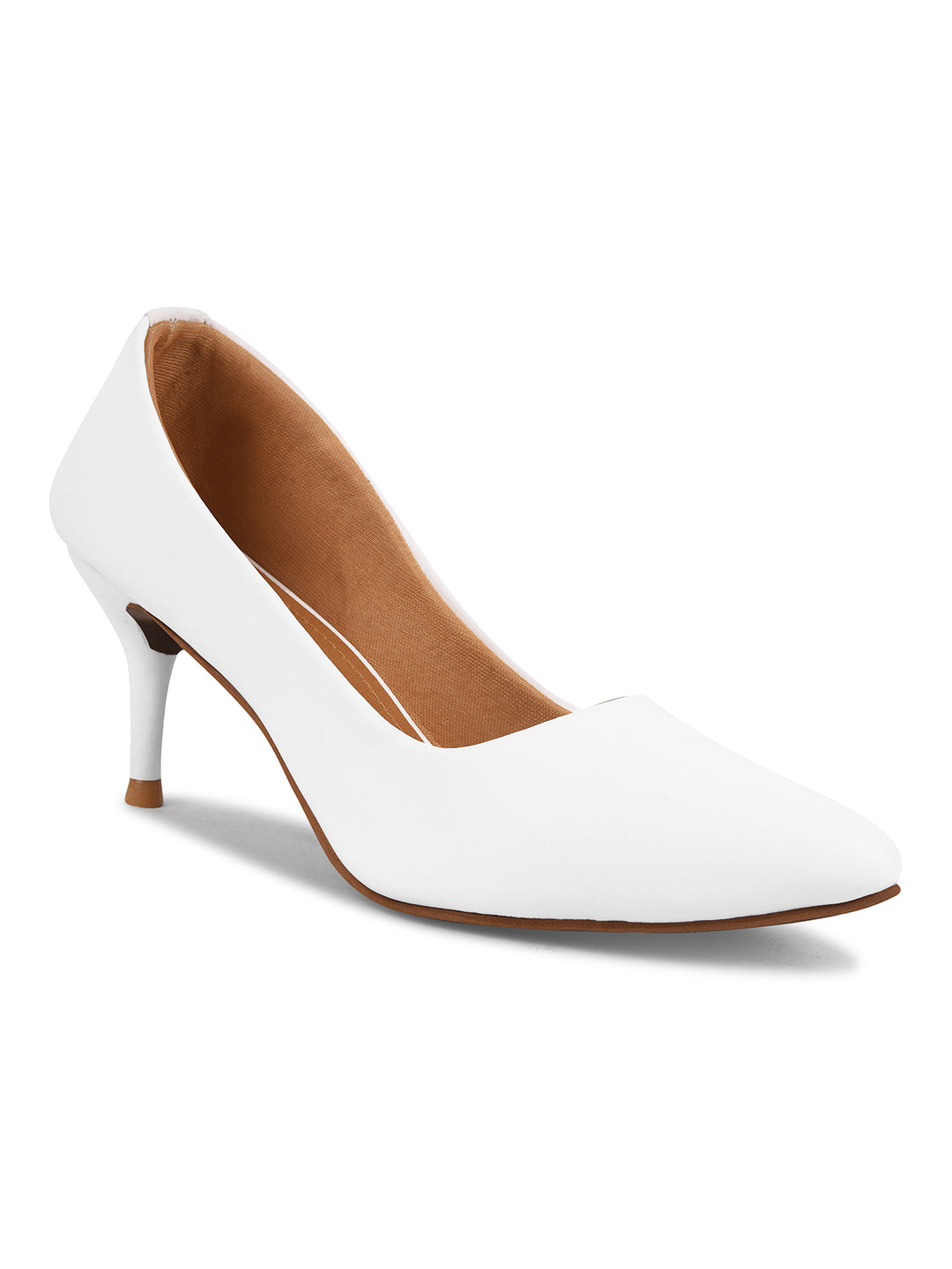 Women White Pumps Peep Toe Heeled Sandals