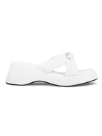 Women White Wedge Slip Heel
