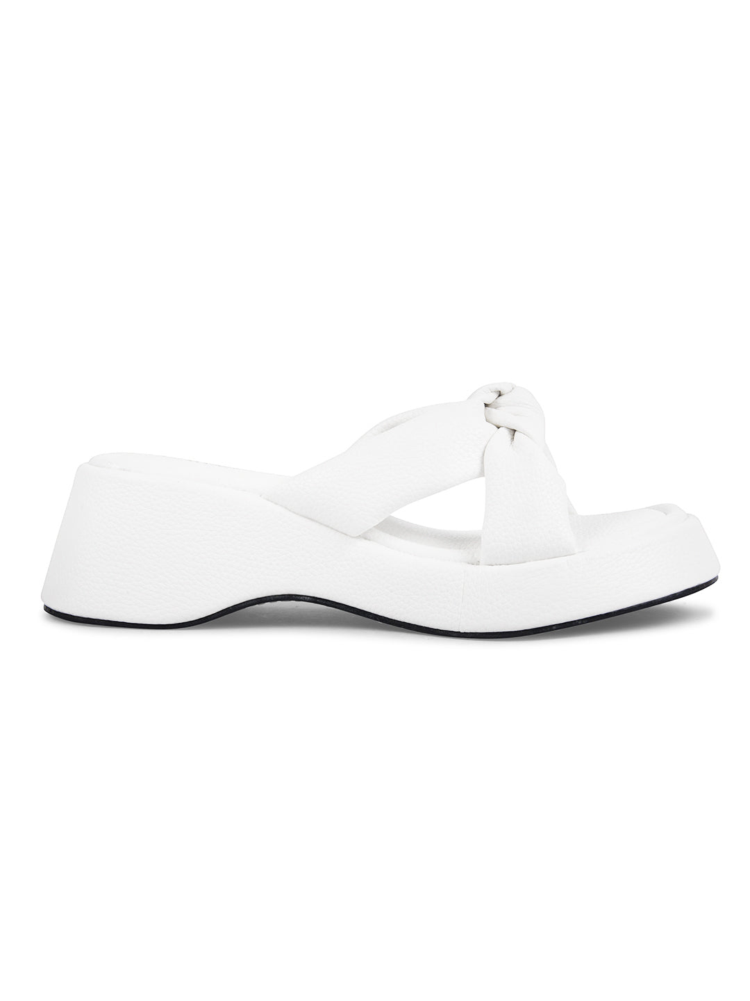 Women White Wedge Slip Heel