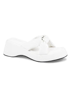 Women White Wedge Slip Heel