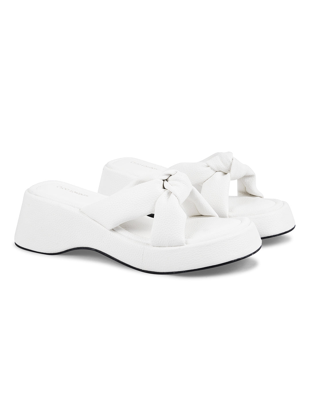 Women White Wedge Slip Heel