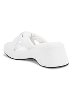 Women White Wedge Slip Heel