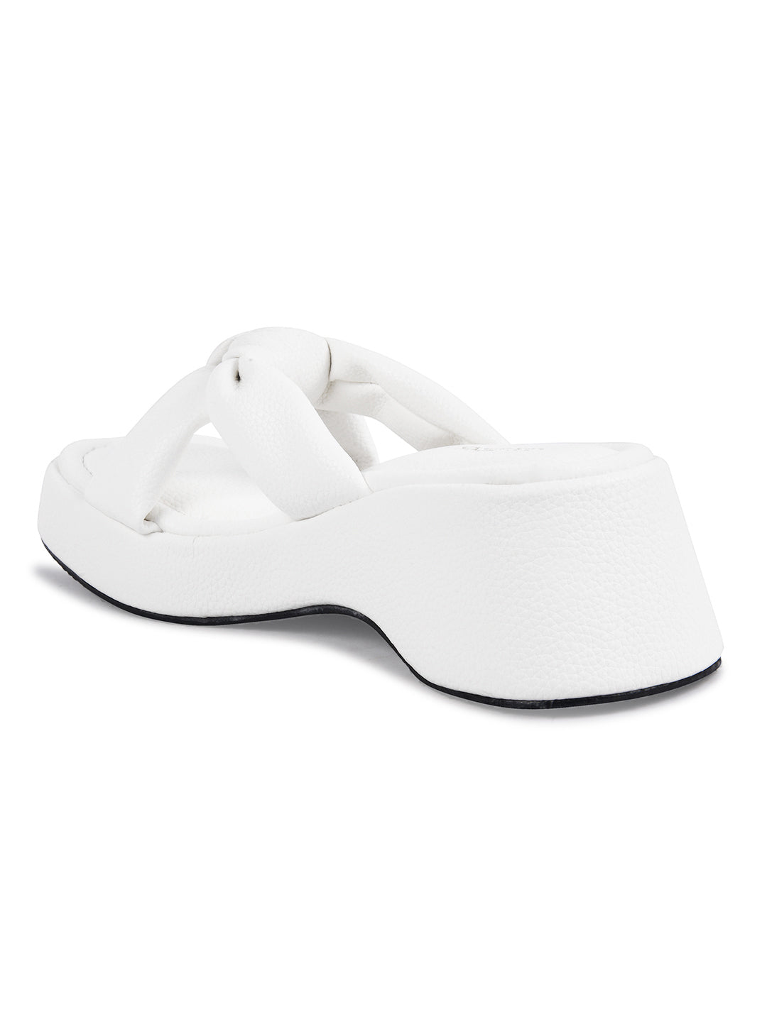 Women White Wedge Slip Heel