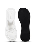 Women White Wedge Slip Heel