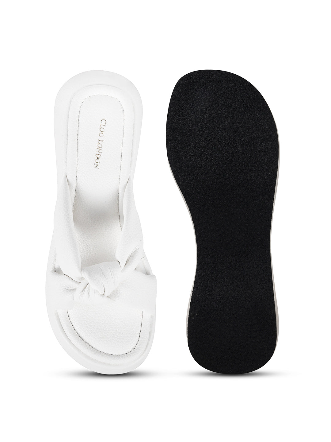 Women White Wedge Slip Heel