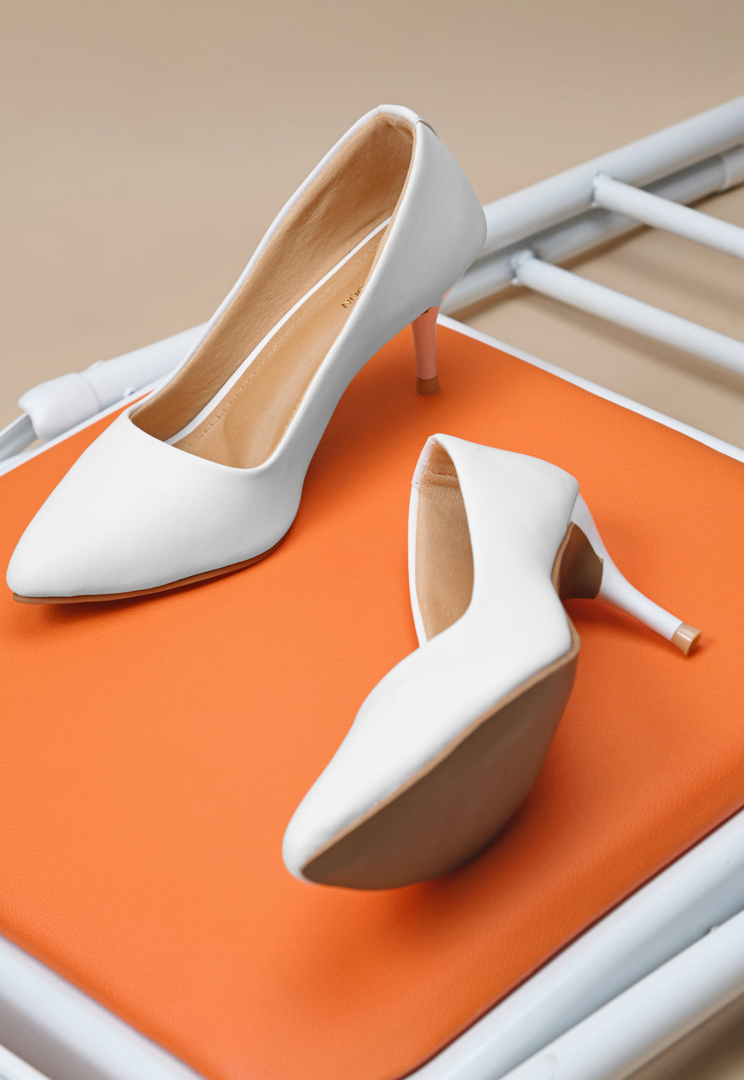 Women White Pumps Peep Toe Heeled Sandals