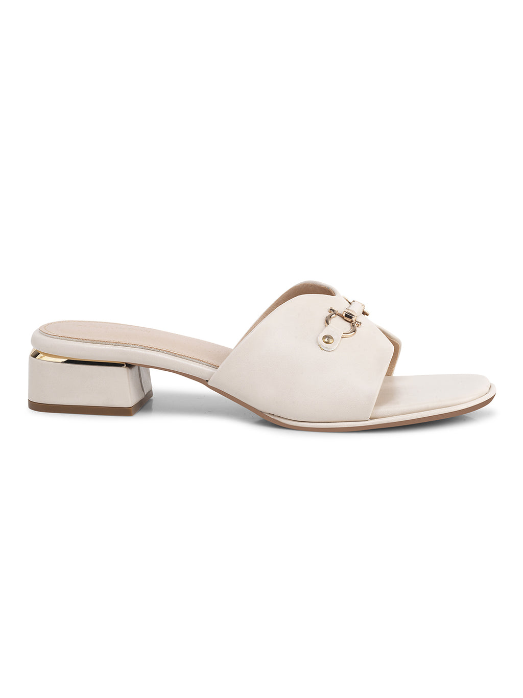 Women Casual Slip-On Block Heels Cream