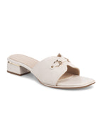 Women Casual Slip-On Block Heels Cream