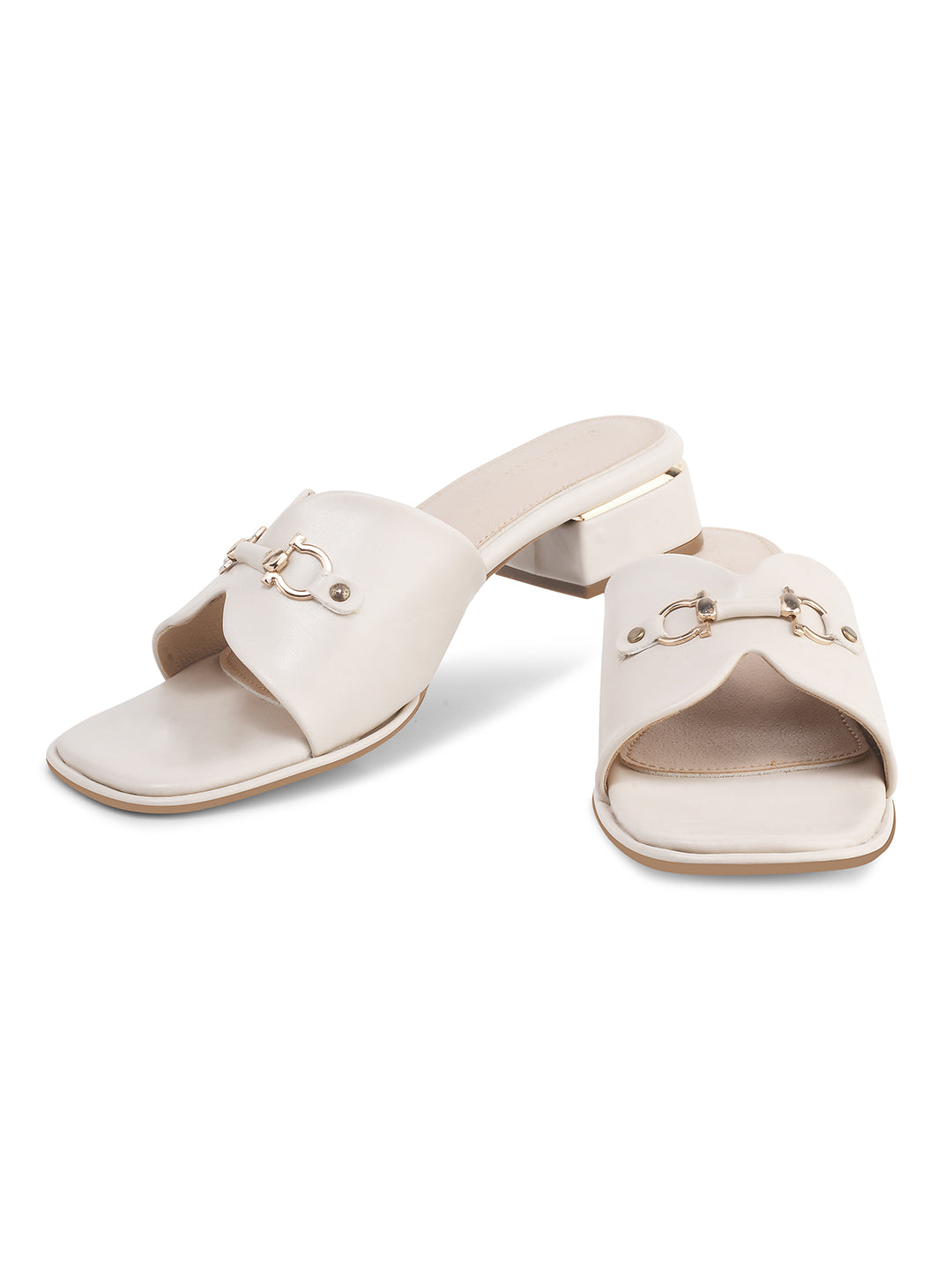 Women Casual Slip-On Block Heels Cream