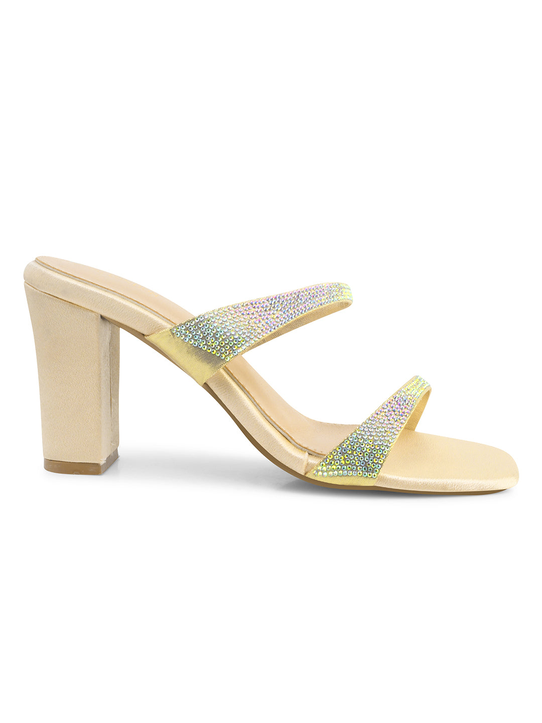 Women Gold Casusal Heels Sandals