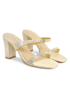 Women Gold Casusal Heels Sandals