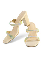 Women Gold Casusal Heels Sandals