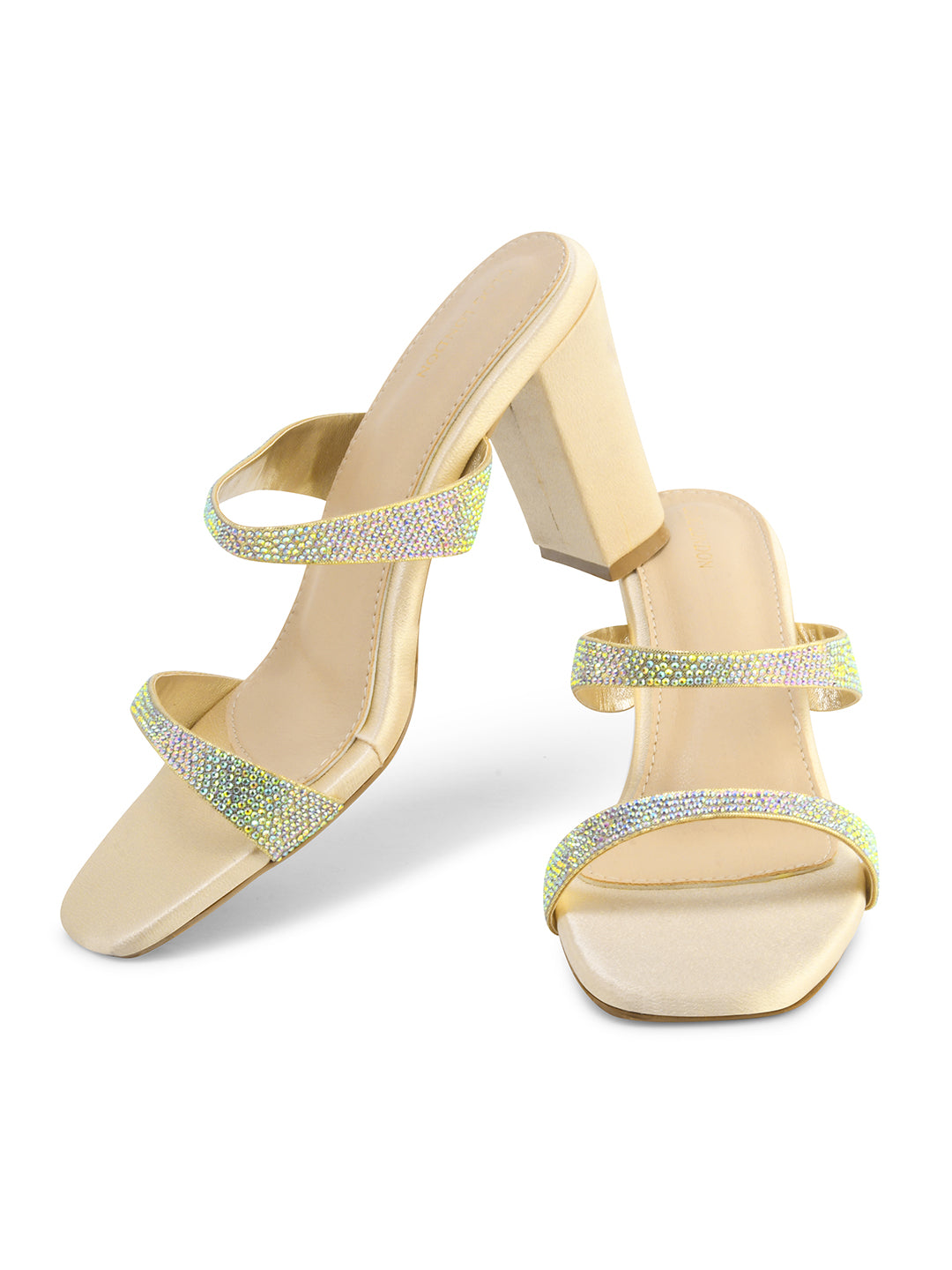 Women Gold Casusal Heels Sandals