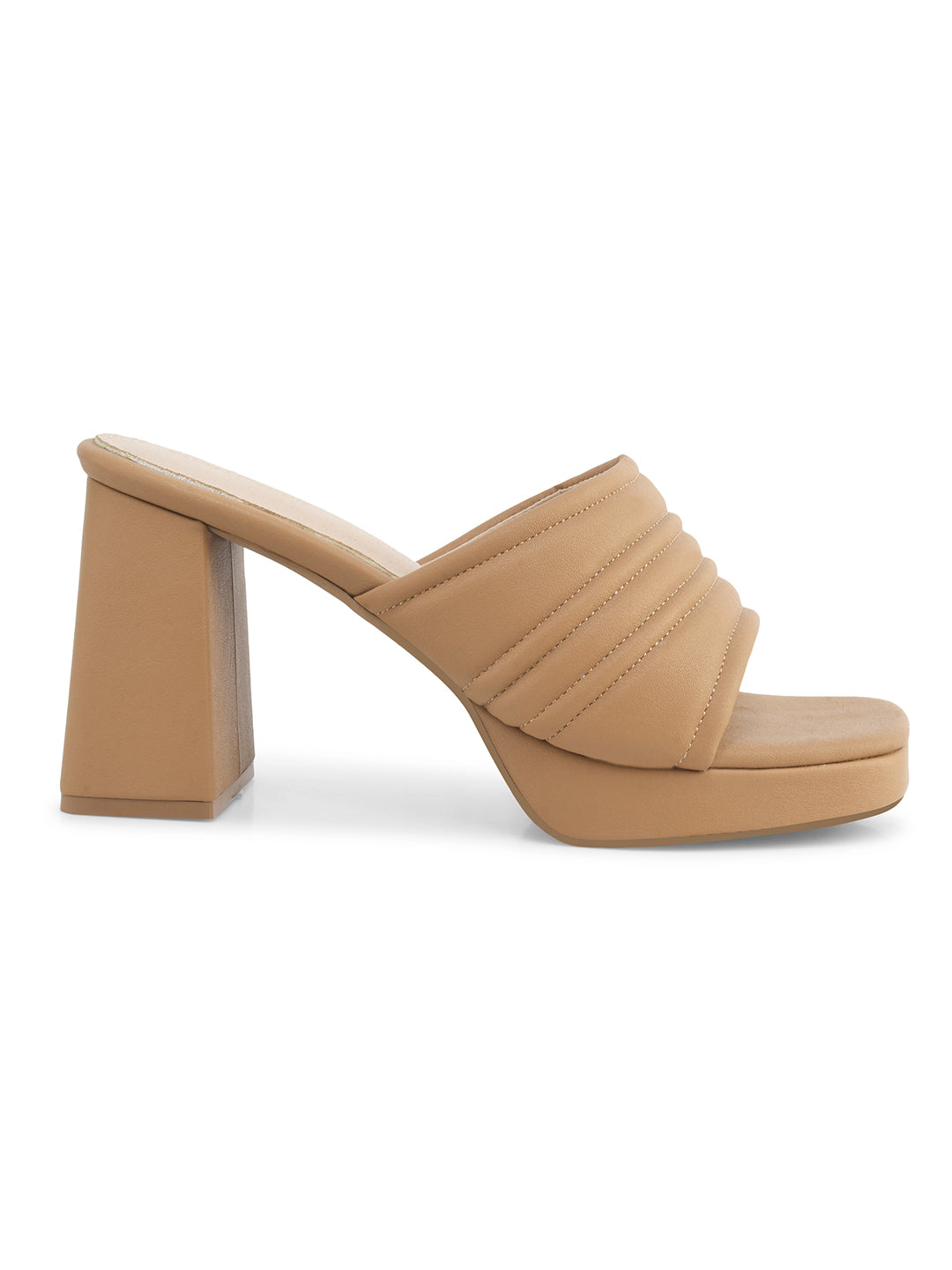 Womens Block Slip-On Heels