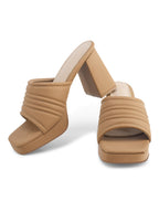Womens Block Slip-On Heels