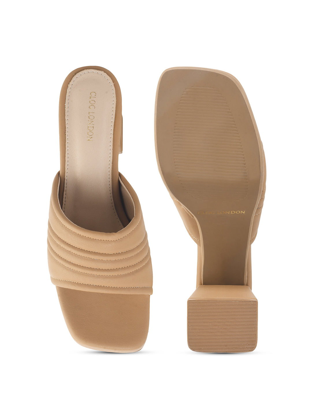 Womens Block Slip-On Heels