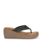Women Black Wedges Heeled