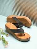 Women Black Wedges Heeled