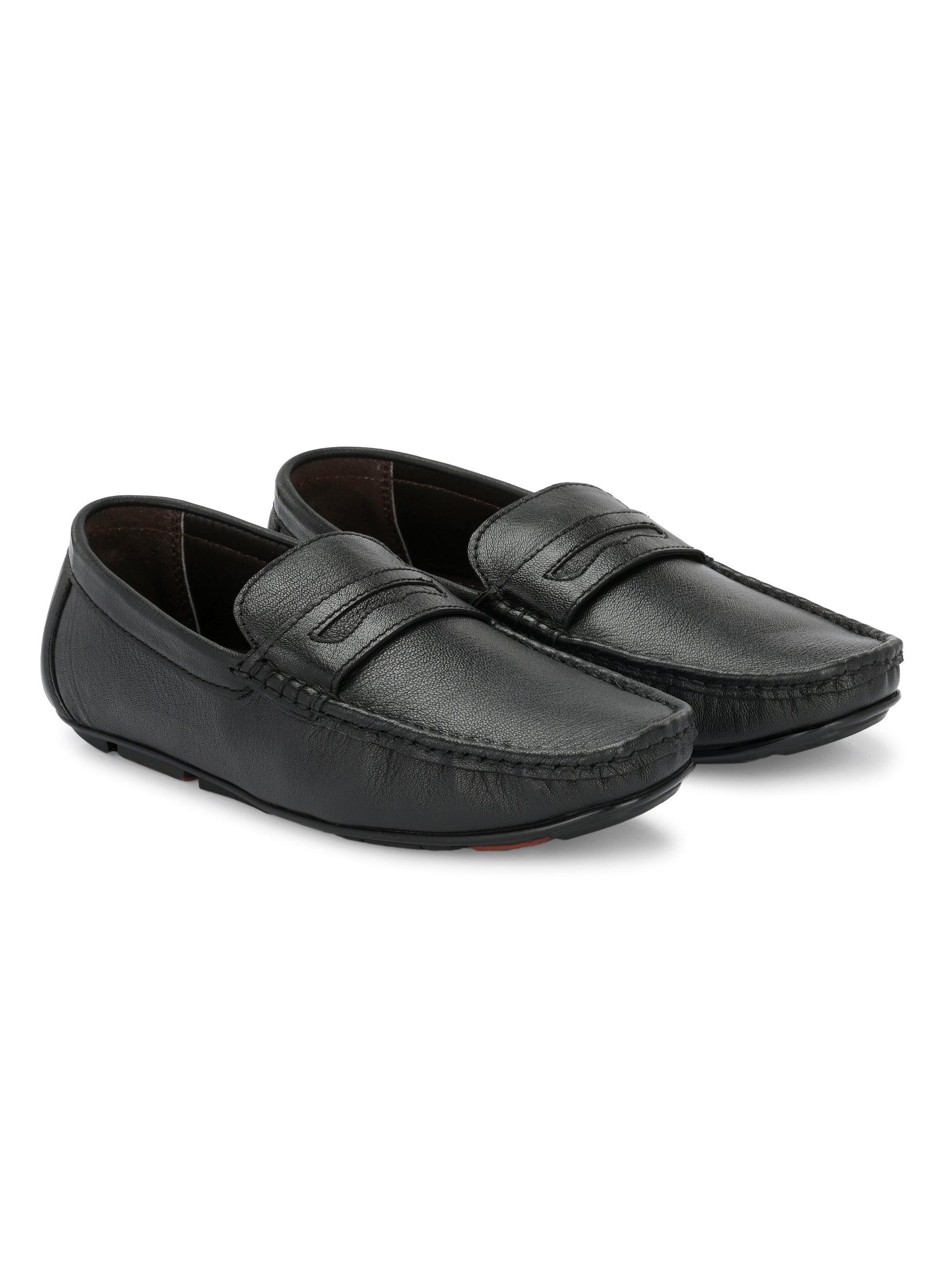 Men Textured Leather Lightweight Loafer Shoes