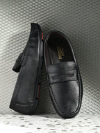 Men Textured Leather Lightweight Loafer Shoes