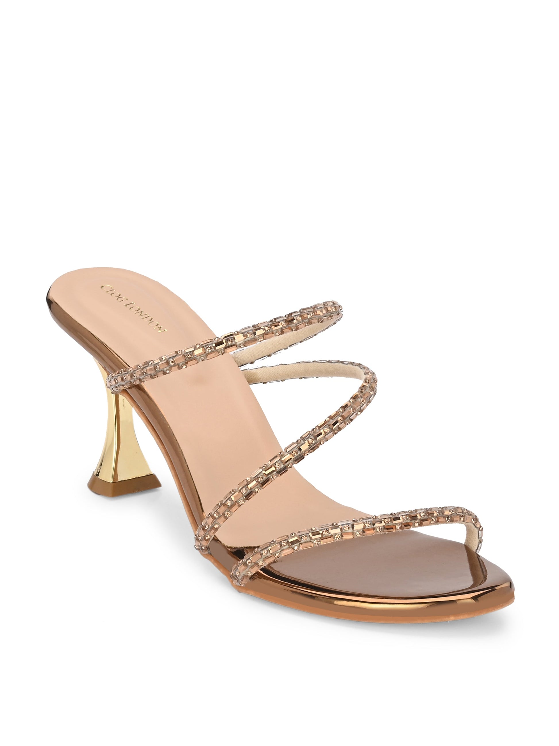 Gem-Encrusted Metallic Women Heels CLOG LONDON