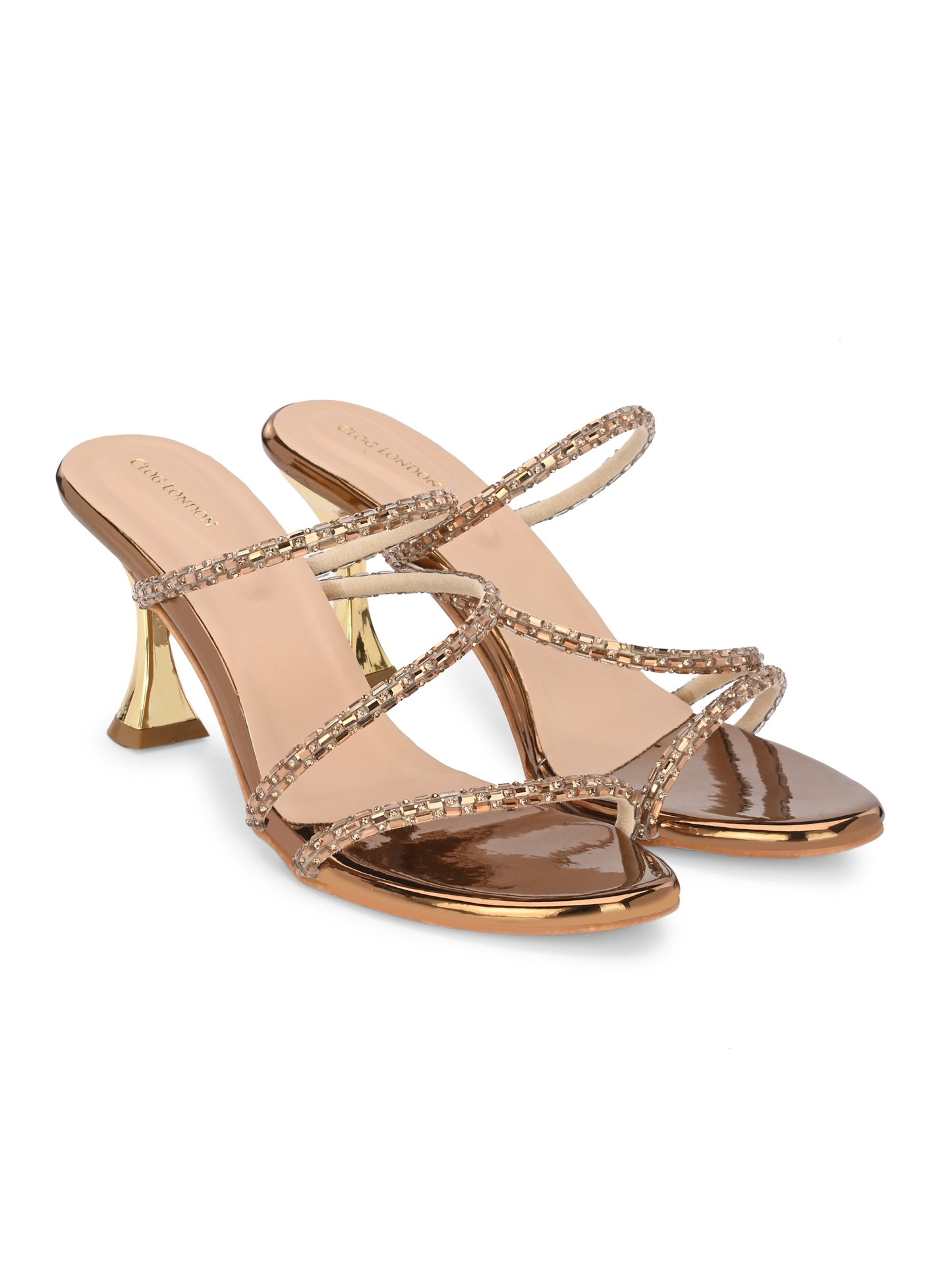 Gem-Encrusted Metallic Women Heels CLOG LONDON