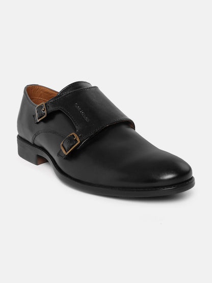 Men Black Double Monk Strap Shoes CLOG LONDON