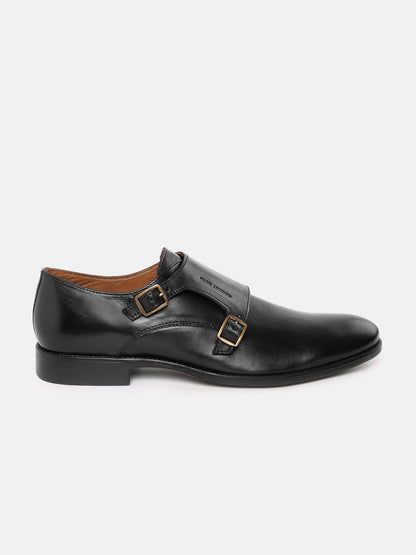 Men Black Double Monk Strap Shoes CLOG LONDON