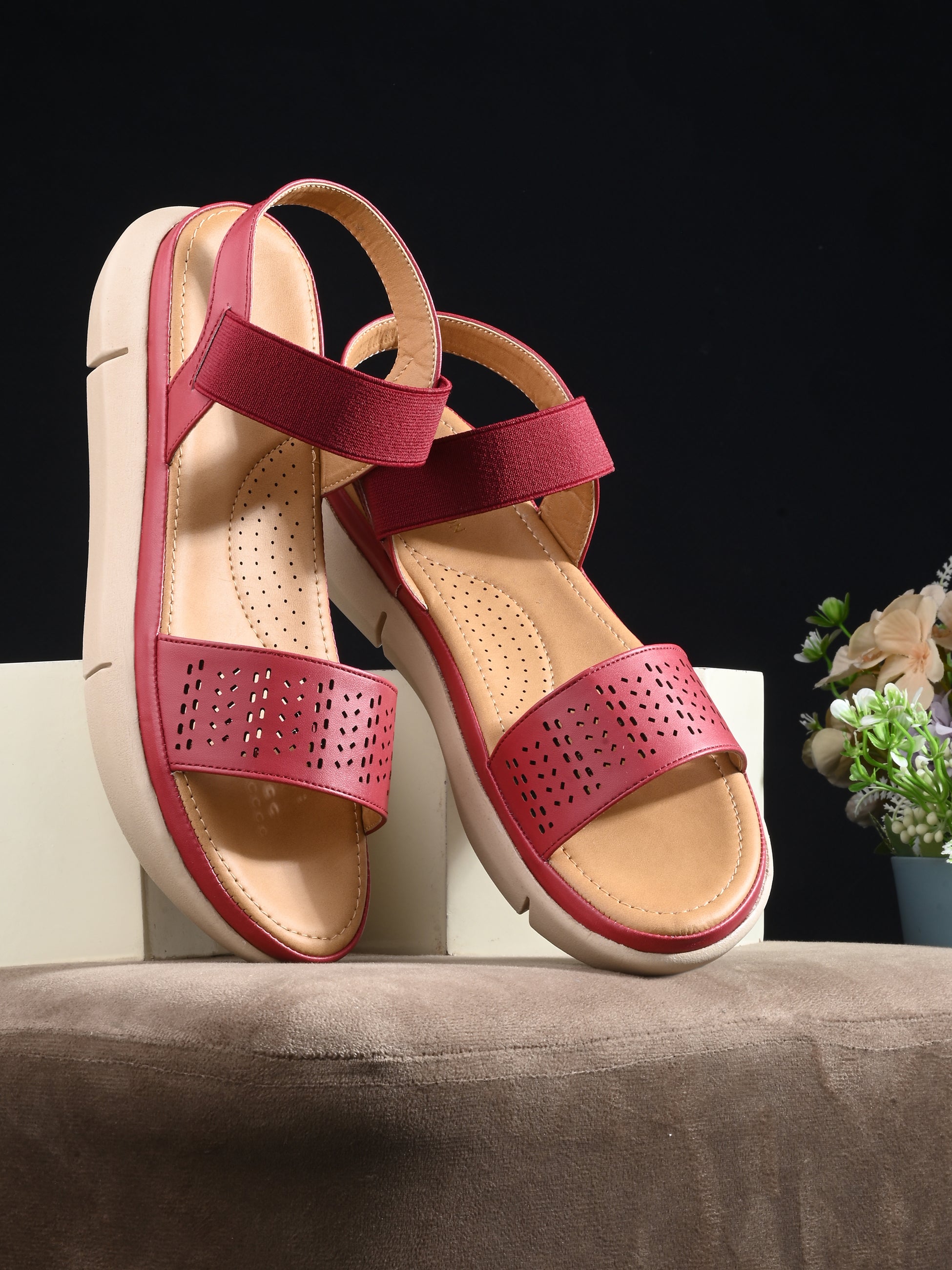 Women Cherry Textured Sandals