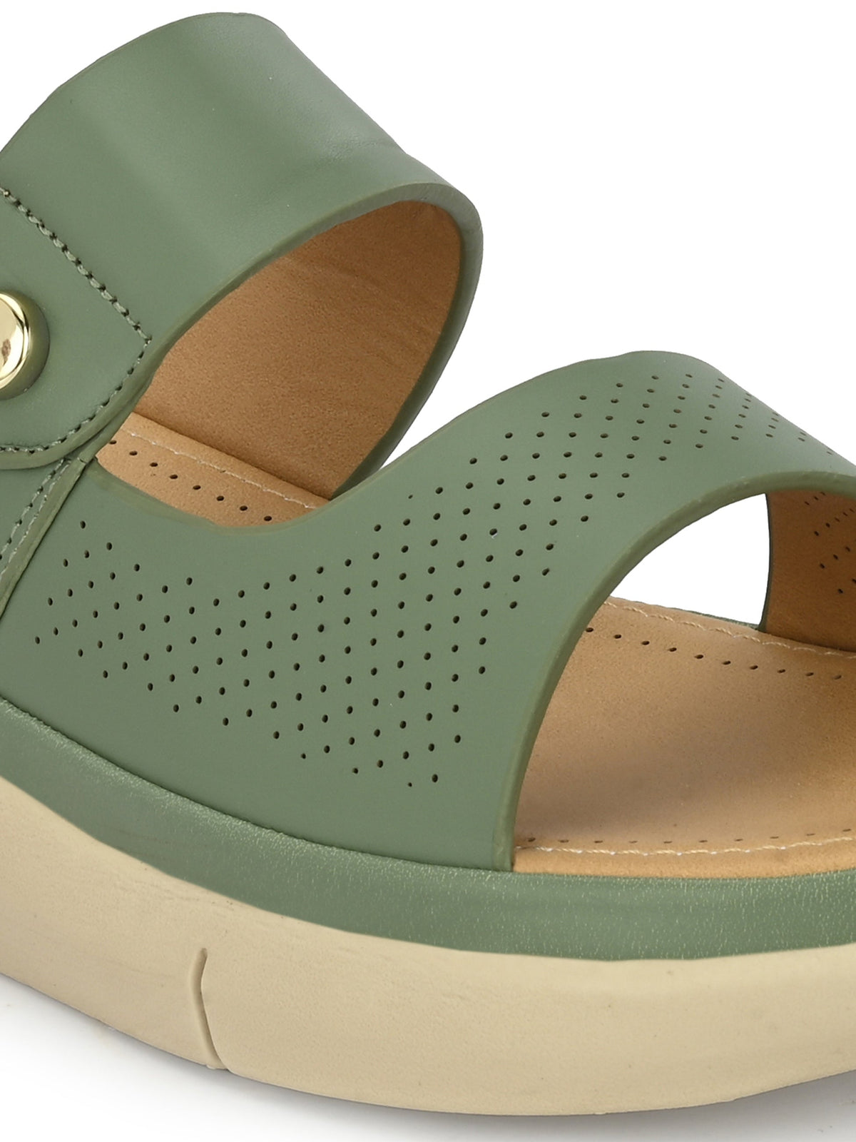 Women Peach Open Toe Comfort Flats