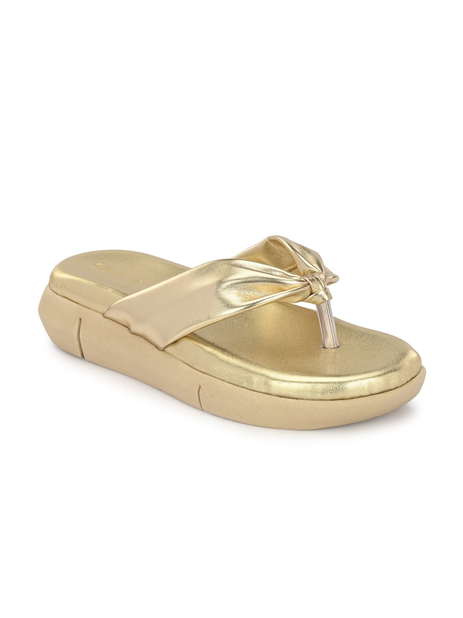 Women Gold Comfortable Flats Sandals