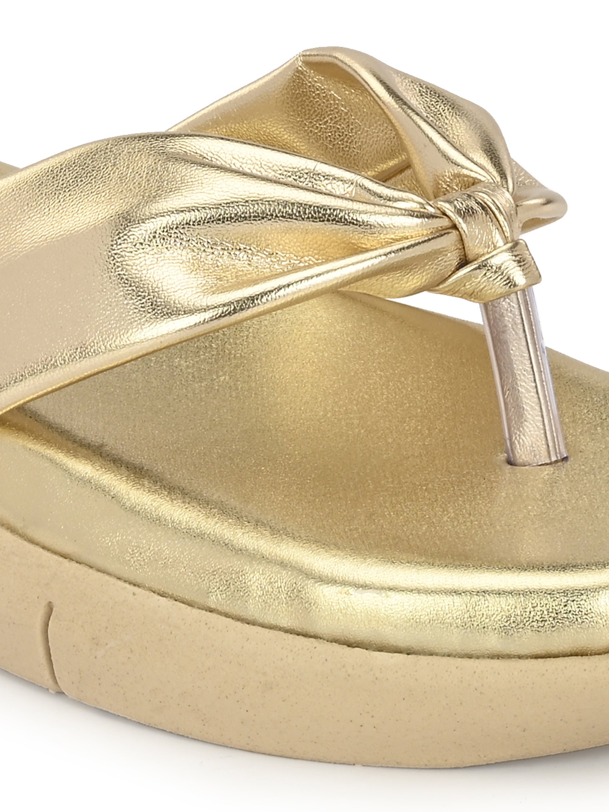 Women Gold Comfortable Flats Sandals